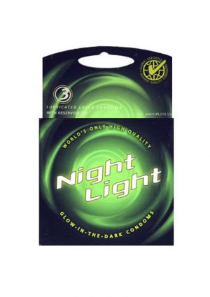 Night Light Glow In The Dark Condoms Lubricated 3 Pack