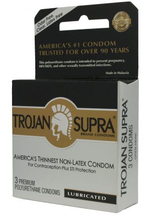 Trojan Condom Supra Microsheer Non Latex Lubricated 3 Pack