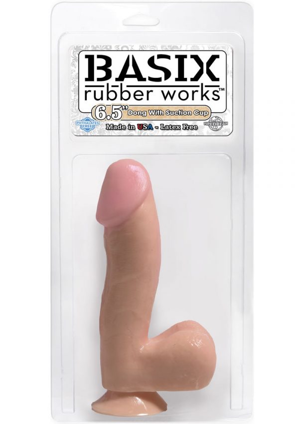 Basix Rubber Works 6.5 Inch Dong With Suction Cup Waterproof Flesh