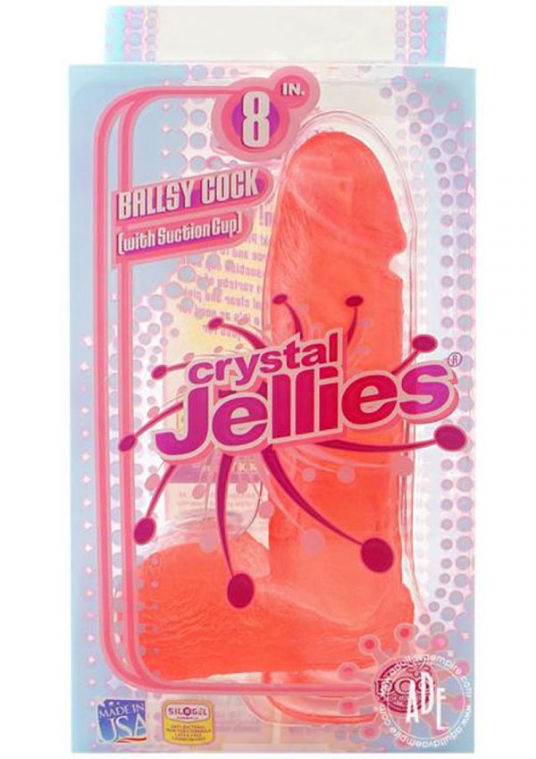 Crystal Jellies Ballsy Cock Sil A Gel 8 Inch Pink