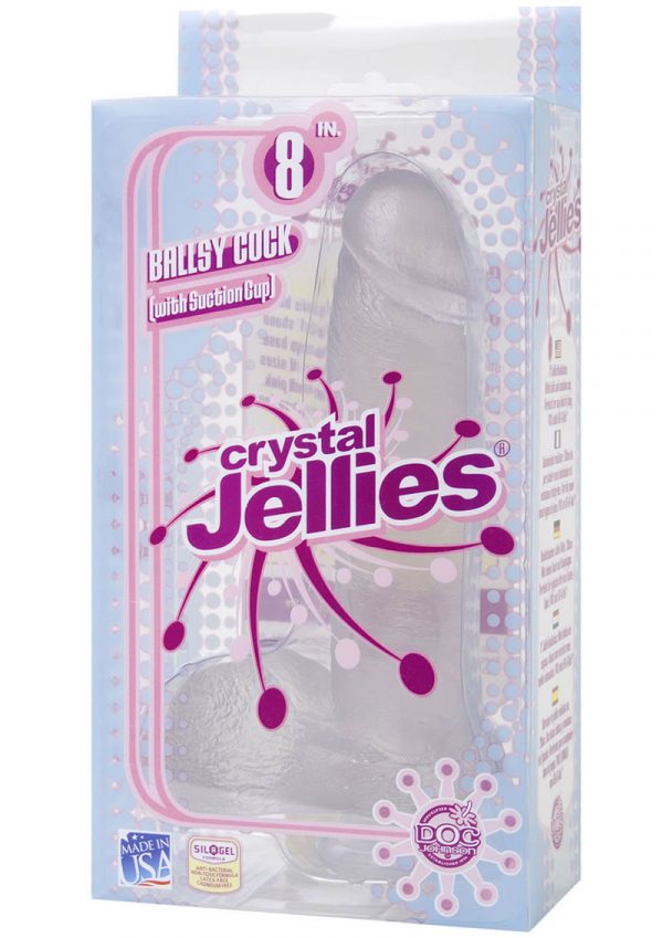 Crystal Jellies Ballsy Cock Silagel 8 Inch Clear