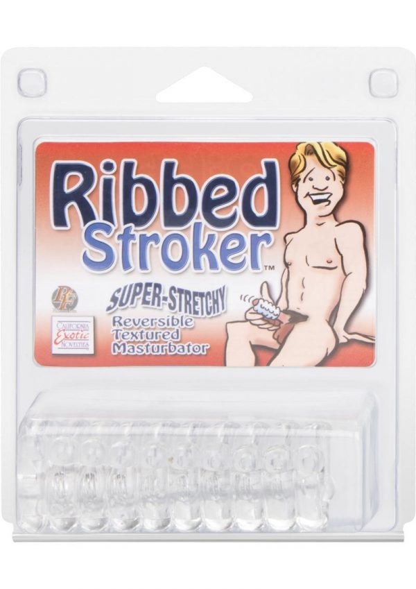 RIBBED STROKER REVERSIBLE TEXTURED MASTURBATOR SLEEVE CLEAR