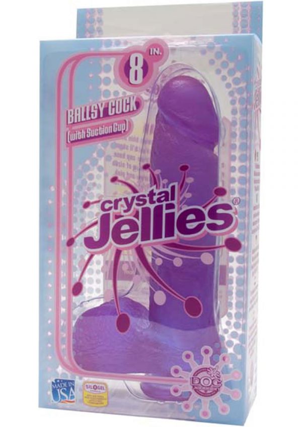 Crystal Jellies Ballsy Cock Sil A Gel 8 Inch Purple