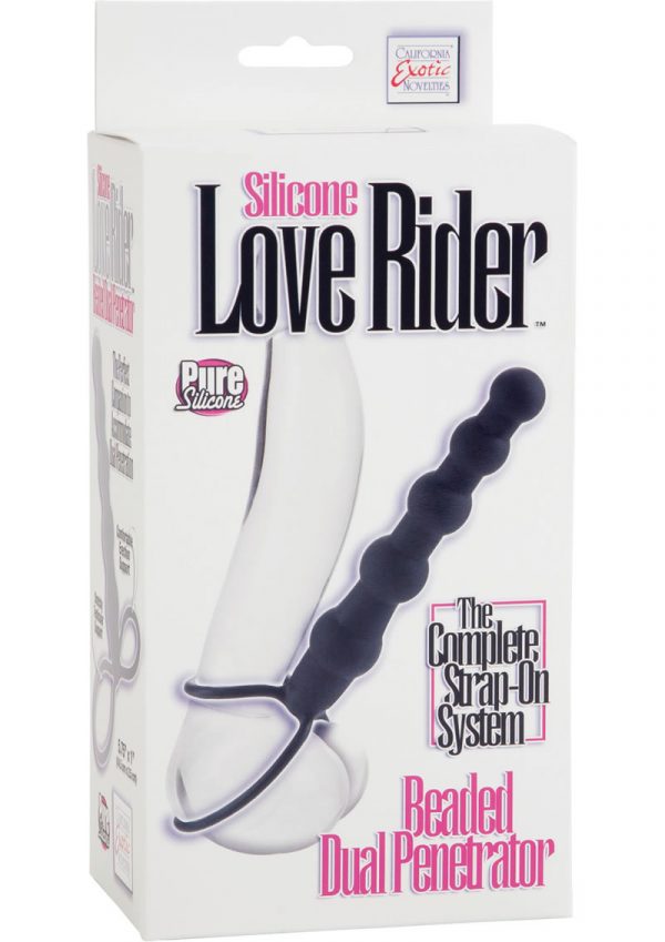 Silicone Love Rider Beaded Dual Penetrator Black