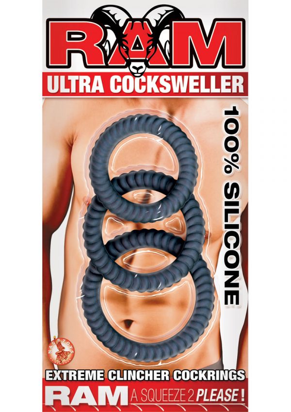 Ram Ultra Cocksweller Silicone Cock Rings Waterproof Black