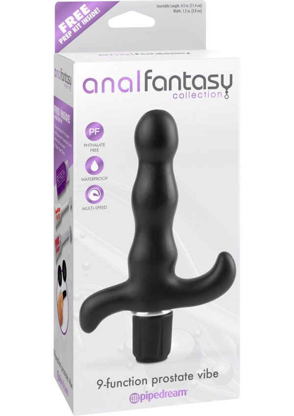 Anal Fantasy Collection 9 Function Prostate Vibe Waterproof Black 4.5 Inch