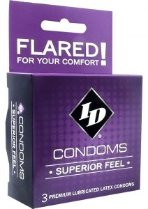 ID Superior Feel Lubricated Latex Condoms 3 Each Per Pack