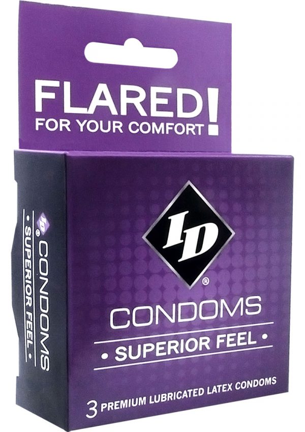 ID Superior Feel Lubricated Latex Condoms 3 Each Per Pack