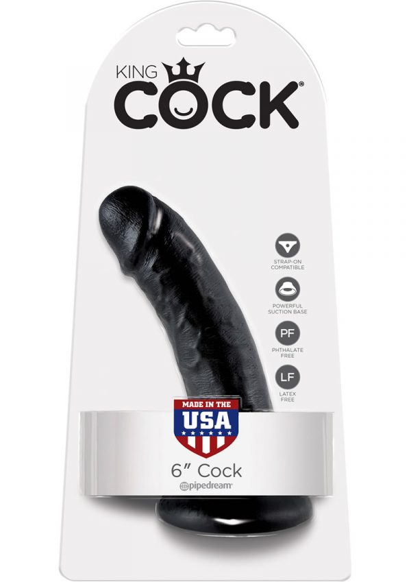 King Cock Realistic Dildo Waterproof Black 6 Inch