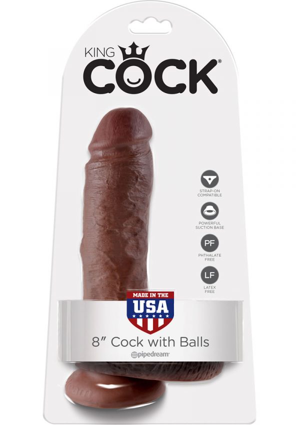 King Cock Realistic Dildo With Balls Brown 8 Inch