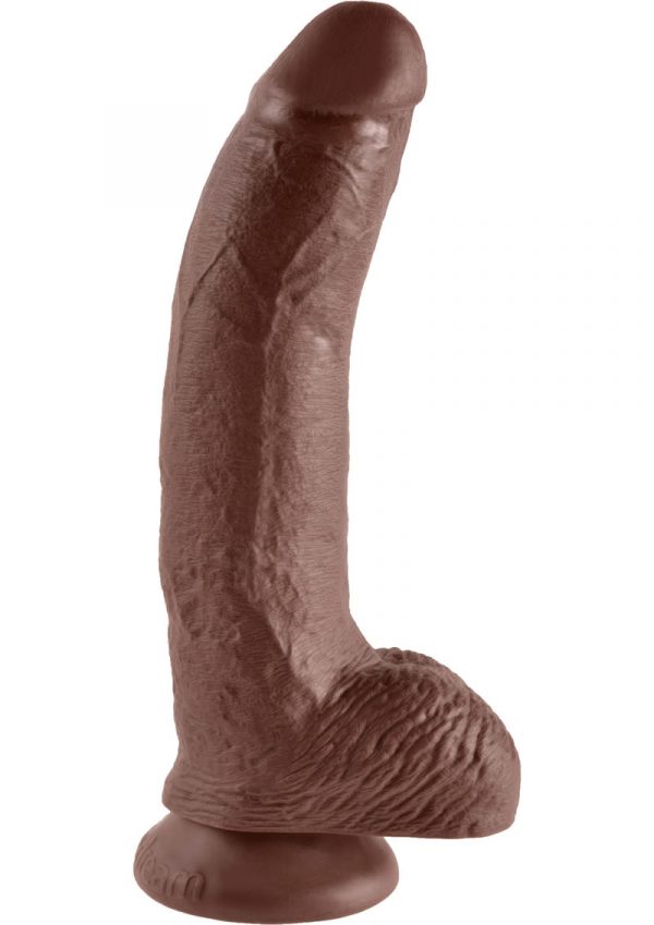 King Cock Realistic Dildo With Balls Brown 9 Inch