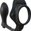 Fantasy C Ringz Rock Hard Ass Gasm Vibrating Silicone Cockring With Prostate Plug Waterproof Black