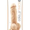 Colours Pleasures Thick 5in Dildo With Balls Silicone - Vanilla