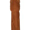 Skinsations Latin Lover Husky Lover Extension Sleeve With Scrotum Strap Brown 7 Inch