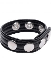 Strict Speed Snap Cock Ring Leather And Metal Black