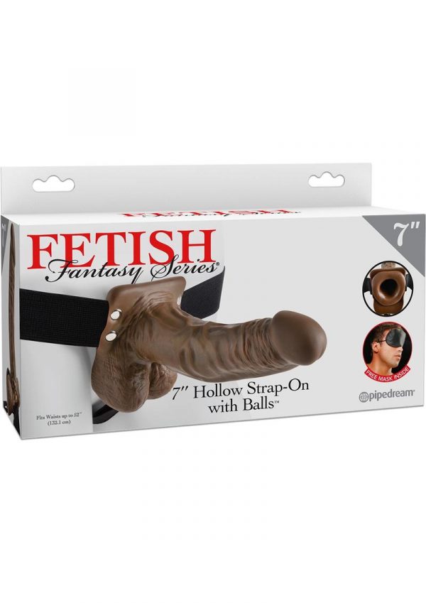 Fetish Fantasy Series Hollow Strap-On Dong With Balls Brown 7 Inch