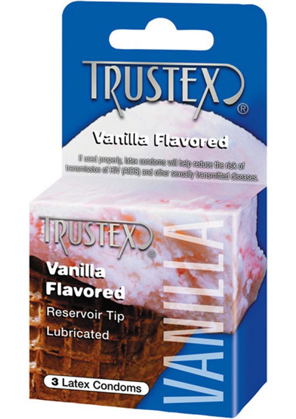 Trustex Vanilla Lubricated Reservoir Tip Flavored Latex Condom 3 Each Per Box