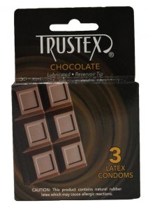 Trustex Chocolate Lubricated Reservoir Tip Flavored Latex Condom 3 Each Per Box