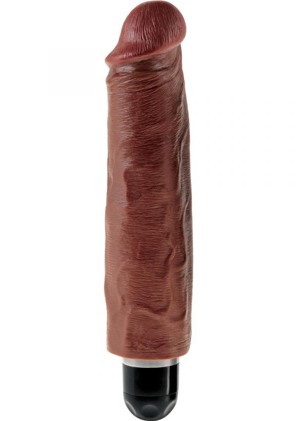 King Cock Vibrating Stiffy Realistic Dildo Waterproof Brown 7 Inch