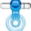 Stay Hard 10 Function Vibrating Tongue Cock Ring Waterproof Blue