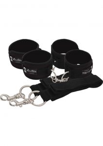 Lux Fetish Bed Spreader Restraint System 7 Piece Set Black