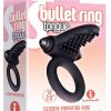 S Bullet Ring Tongue Silicone Vibrating Ring Black 2.5 Inches