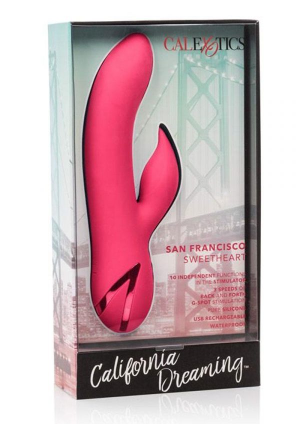 California Dreaming San Francisco Sweetheart Silicone USB Rechargeable Multifunction Vibrator Waterproof Pink