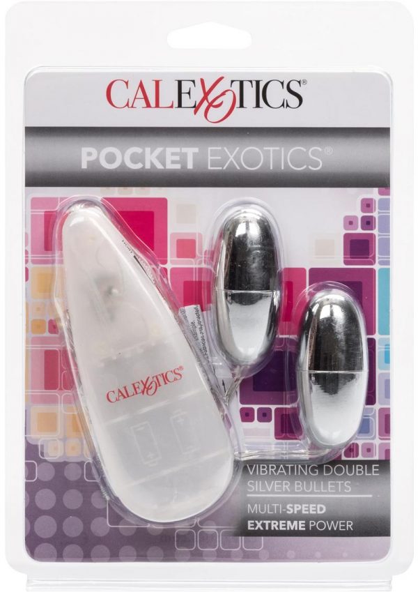 Pocket Exotics Double Silver Bullets Multispeed 2.1 Inch Silver