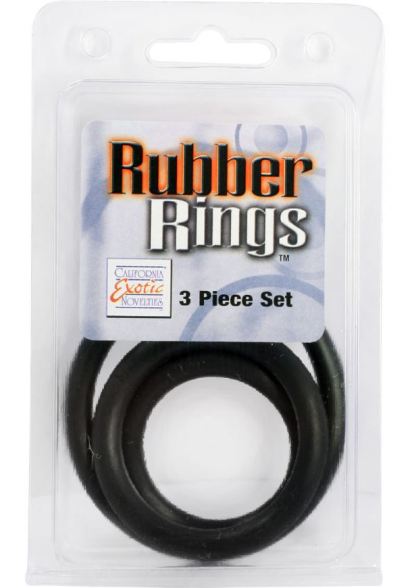 Rubber Cock Rings 3 Piece Set Black