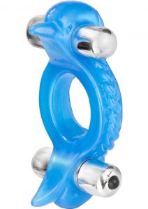 Double Dolphin Enhancer Ring With 2 Multispeed Bullets Blue