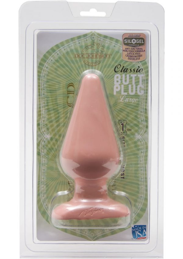 Classic Butt Plug Large Sil A Gel 6 Inch Flesh