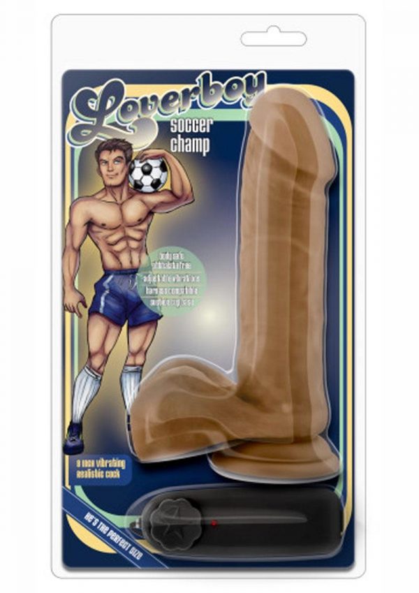 Loverboy Soccer Realistic Vibrating Cock Mocha 8 Inches