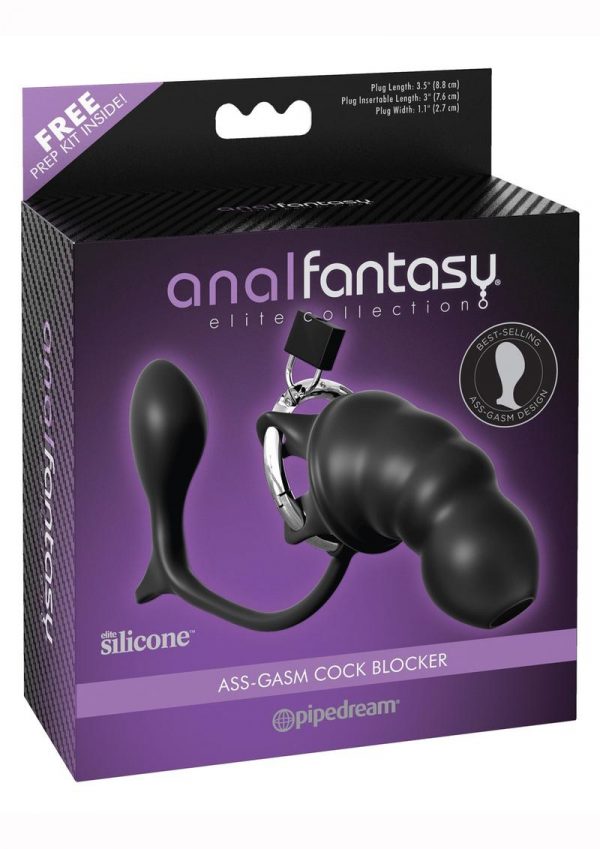 Anal Fantasy Elite Silicone Ass Gasm Cock Blocker Chastity Cage Black