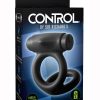 Sir Richards Control Vibe Cock And Ball Cock Ring Silicone Rechargeable Waterproof Black