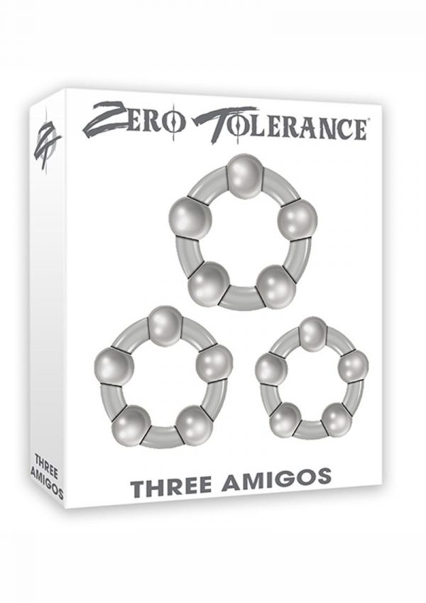 Zero Tolerance Three Amigos Beaded Cockrings Smoke 3 Each Per Set