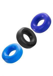 Hunkyjunk HUJ3 Silicone Blend C-Rings 3 Each Per Pack Cobalt/Tar/T Blue