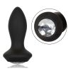 Power Gem Vibrating Petite Crystal Probe Silicone Waterproof USB Rechargeable Anal Vibe Black 3.75 Inch