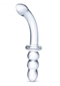 Glas Ribbed G Spot Glass Dildo 8 Inches Clear