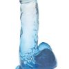 Shades Gradient 7 Inch Realistic Jelly Dong Non Vibrating Harness Compatible Clear/Blue