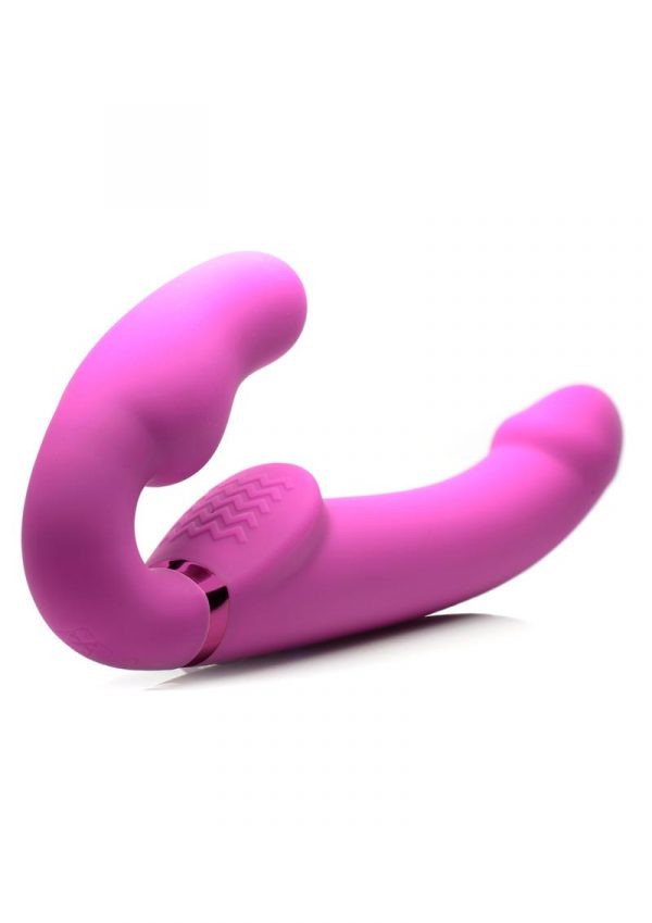 Strap U 10X Evoke Ergo -Fit Inflatable and Vibrating Strapless Strap-On USB Rechargeagle With Wireless Remote Control Pink 9.47 Inches