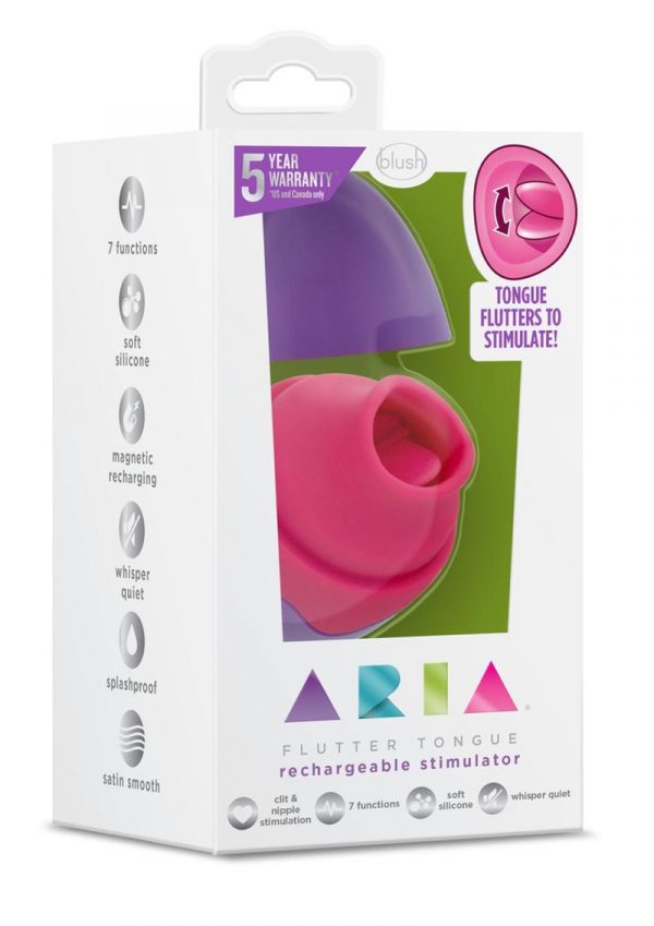 Aria Flutter Tongue  Clitoral Stimulator Nipple Stimulator Silicone Silicone Multi Function Splashproof Pink