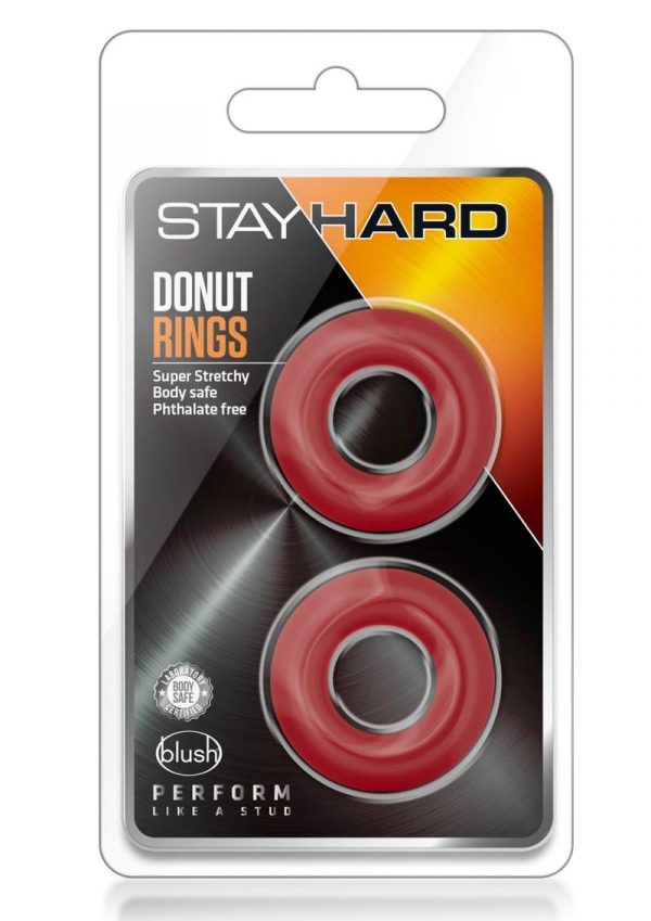 Stay Hard Donut Rings Cock Ring Red 2 Each Per Pack