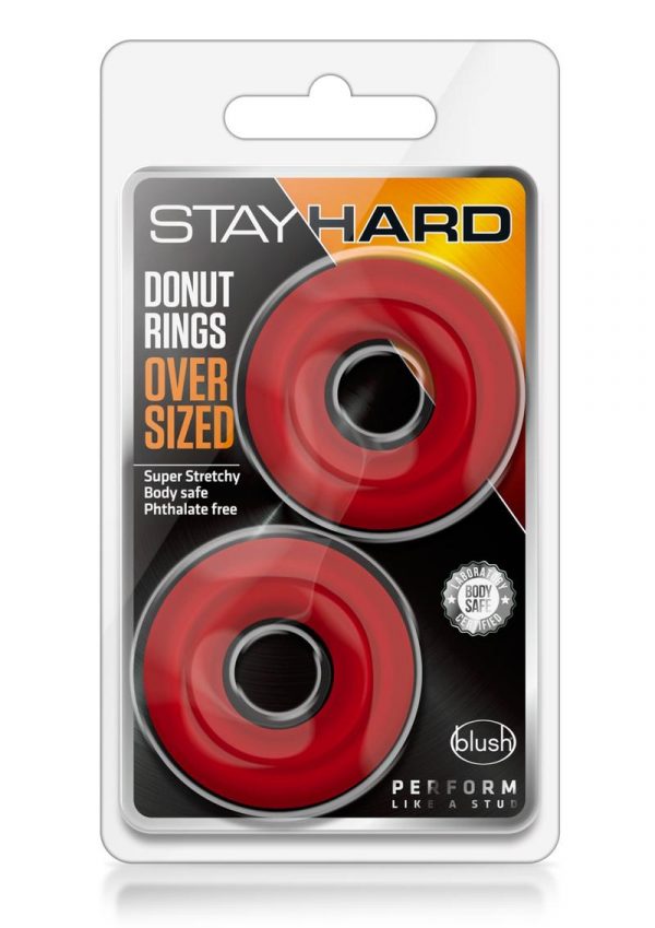 Stay Hard Donut Rings Oversized Cock Ring Red 2 Each Per Pack