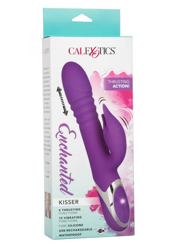 Enchanted Kisser Vibrator Thrusting Silicone Rechargeable Purple