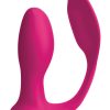 Threesome Double Ecstasy Silicone Vibrator Multi Speed USB Rechargeable Remote Splashproof Pink