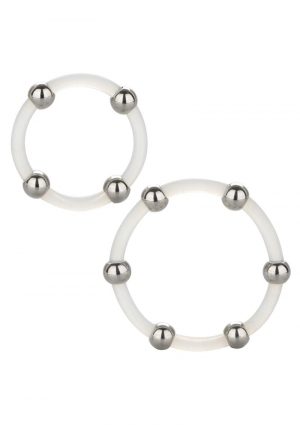 Steel Beaded Silicone Ring Set Large/XLarge Clear