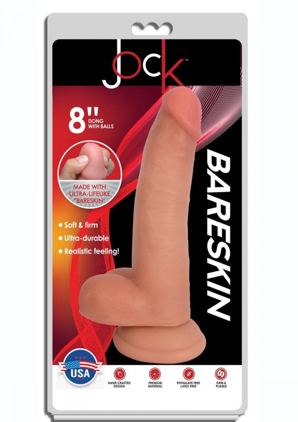 Jock Bareskin Realistic Dong With Balls 8in - Vanilla