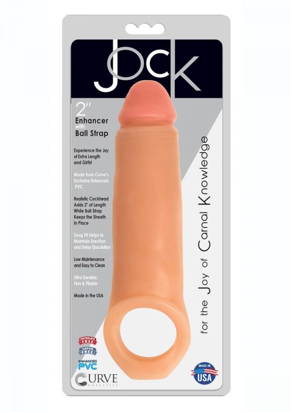 Jock Realistic Penis Enhancer With Ball Strap 2in - Vanilla