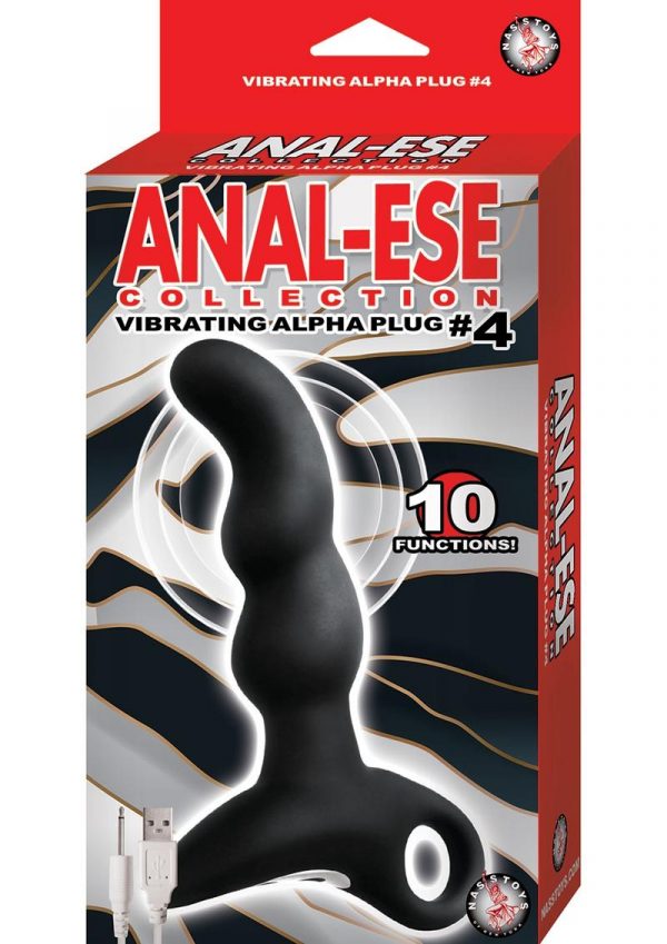 Anal-Ese Collection Rechargeable Vibrating Silicone Alpha Plug #4 - Black