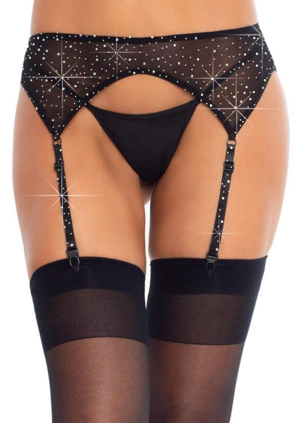 Leg Avenue Rhinestone Garter Belt - O/S - Black